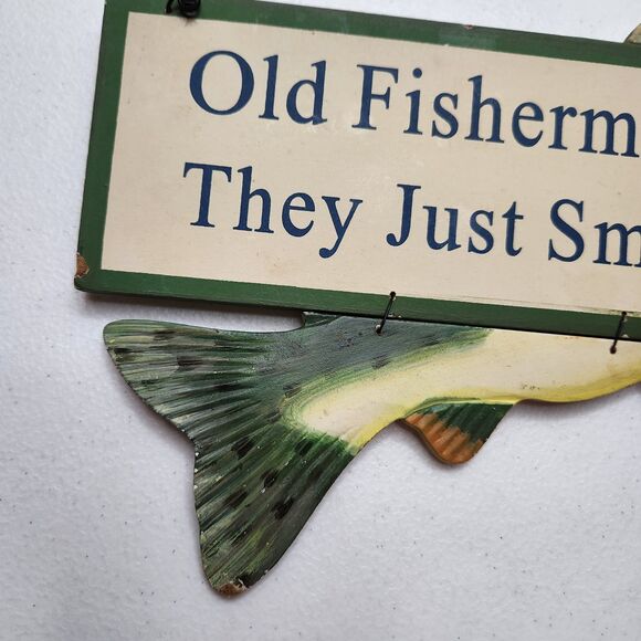 Fisherman Wall Decor Set – Rustic Sign & Hooks – Great Gift for Fishing Fans - Picture 3 of 9